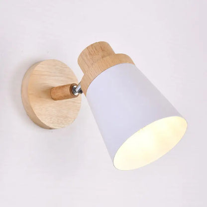 Gray Wood Coolie Wall Light by Decorbites with wooden wall mount and white shade on Tampa Home & Garden Store