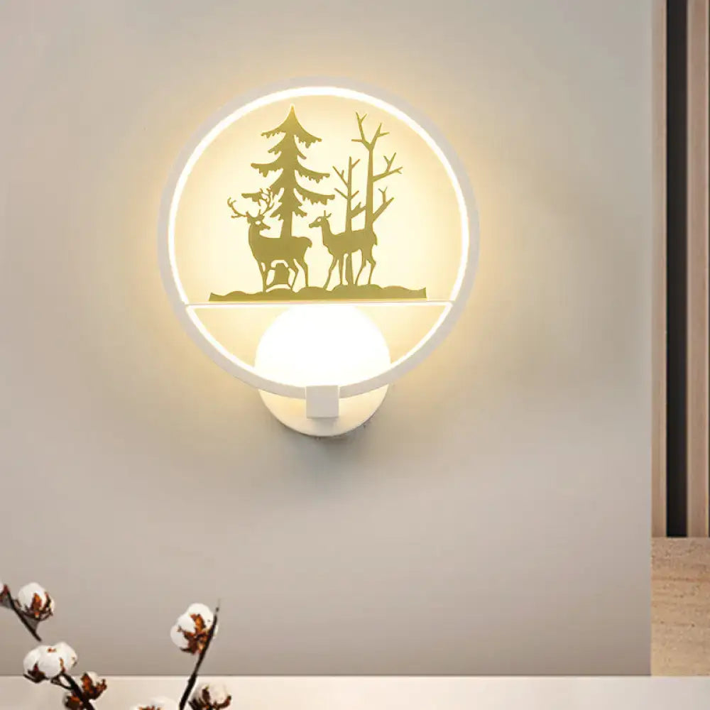 White Gold Elk Wall Light by Decorbites, deer silhouette wall sconce warm glow Tampa Store on Tampa Home & Garden Store