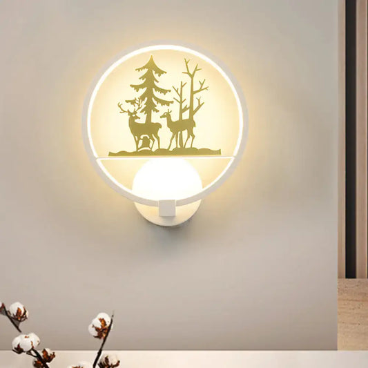 White Gold Elk Wall Light by Decorbites, deer silhouette wall sconce warm glow Tampa Store on Tampa Home & Garden Store