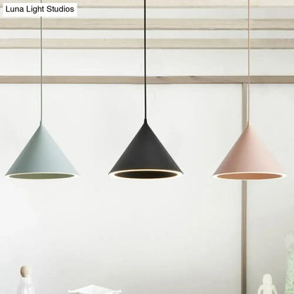 10"/12.5" Diameter 1 Light Conical Hanging Lamp Nordic Stylish Black/Blue Metal Pendant Light over Table