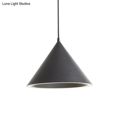 10"/12.5" Diameter 1 Light Conical Hanging Lamp Nordic Stylish Black/Blue Metal Pendant Light over Table