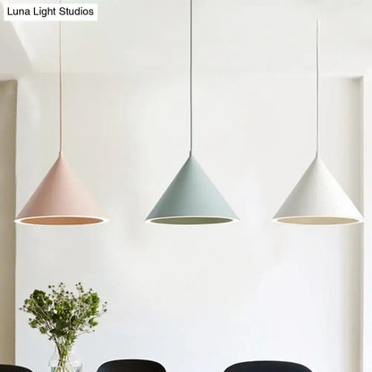 10"/12.5" Diameter 1 Light Conical Hanging Lamp Nordic Stylish Black/Blue Metal Pendant Light over Table