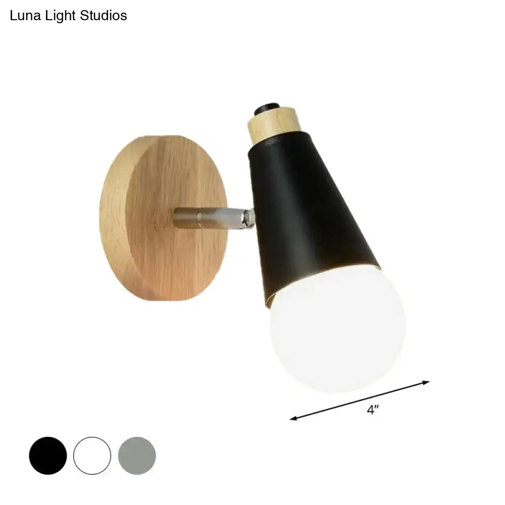 Bamboo Cone Wall Light by Decorbites, black cone shade on natural bamboo mount, 4" on Tampa Home & Garden Store