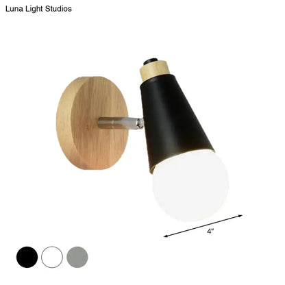 Bamboo Cone Wall Light by Decorbites, black cone shade on natural bamboo mount, 4" on Tampa Home & Garden Store