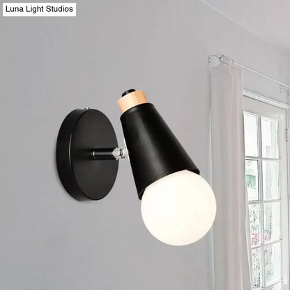 Bamboo Cone Wall Light wall sconce with black metal cone shade and wood cap Decorbites on Tampa Home & Garden Store