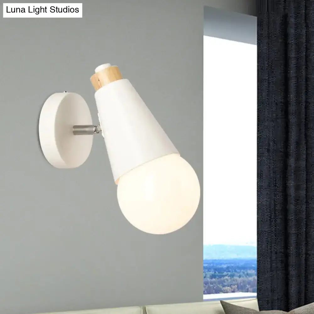 Bamboo Cone Wall Light by Decorbites, white conical shade with wood cap, wall-mounted on Tampa Home & Garden Store