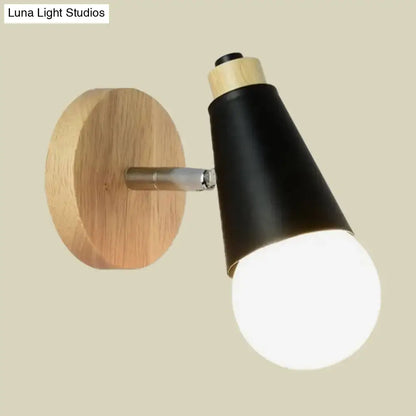 Bamboo Cone Wall Light with wood mount and black shade, 1-light on Tampa Home & Garden Store