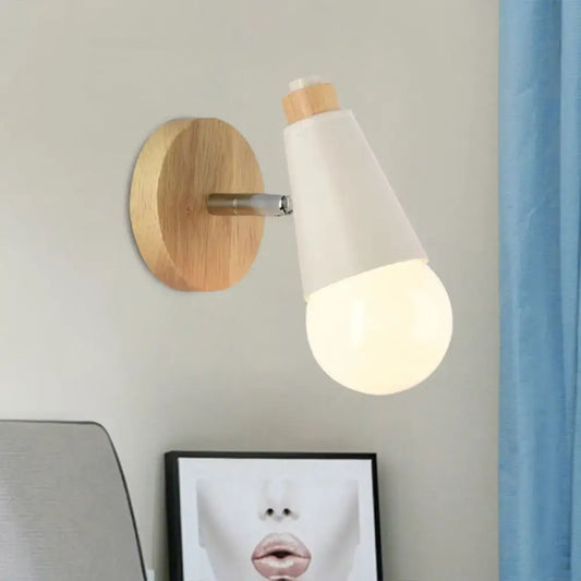 Bamboo Cone Wall Light with wooden round wall mount and white shade Decorbites on Tampa Home & Garden Store