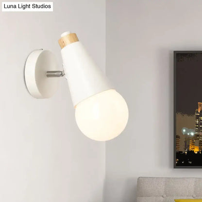 Bamboo Cone Wall Light with white shade and wooden cap, wall mounted on Tampa Home & Garden Store