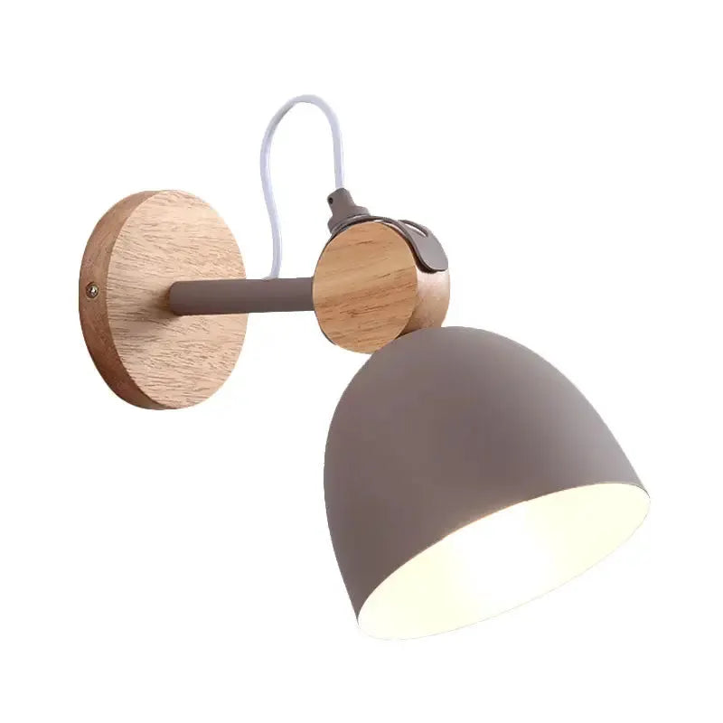 Nordic White Wood Wall Lamp With Adjustable Shade