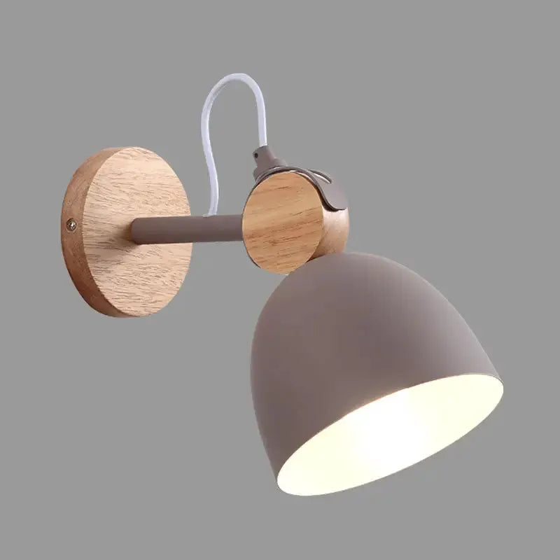 Nordic White Wood Wall Lamp With Adjustable Shade