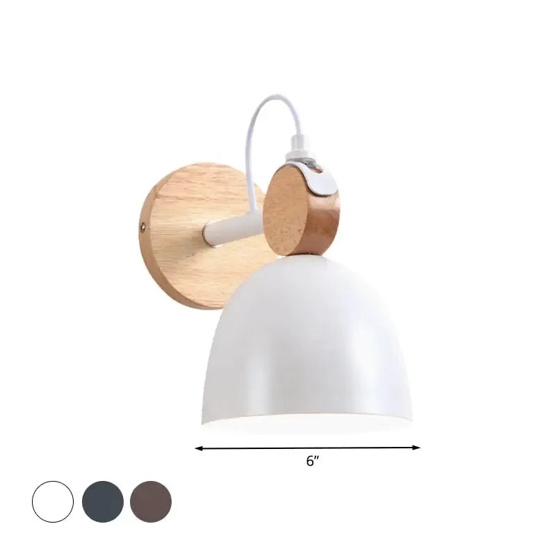 Nordic White Wood Wall Lamp With Adjustable Shade
