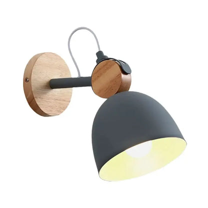 Nordic White Wood Wall Lamp With Adjustable Shade