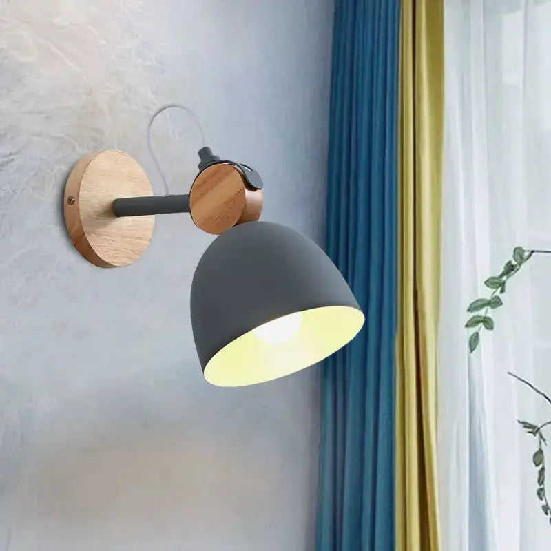 Nordic White Wood Wall Lamp With Adjustable Shade