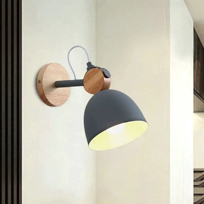Nordic White Wood Wall Lamp With Adjustable Shade