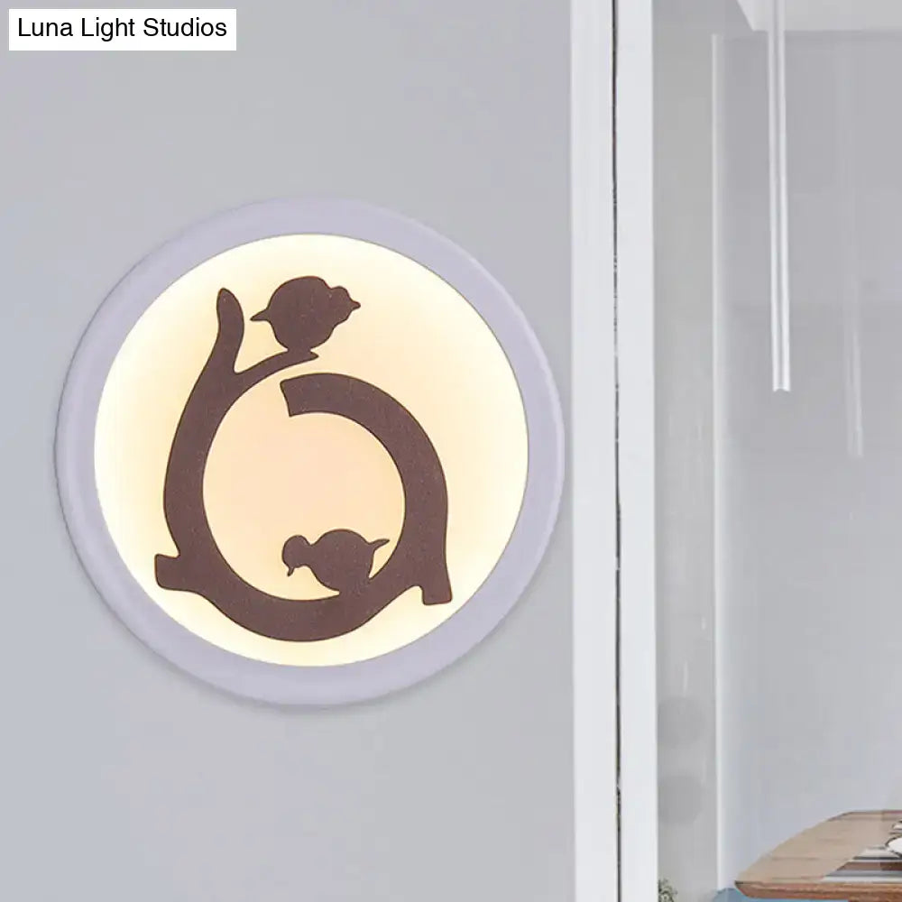 White LED Acrylic Wall Sconce with Bird Silhouette - Nordic Style