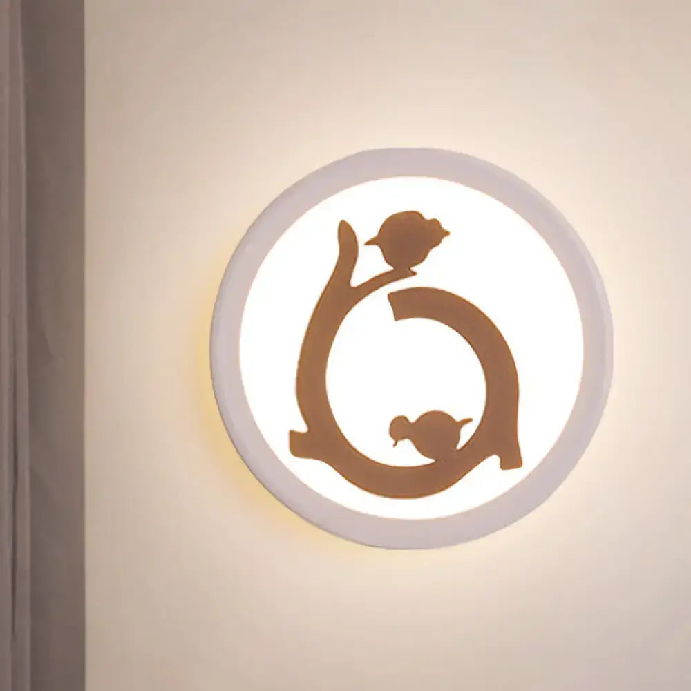 White LED Acrylic Wall Sconce with Bird Silhouette - Nordic Style
