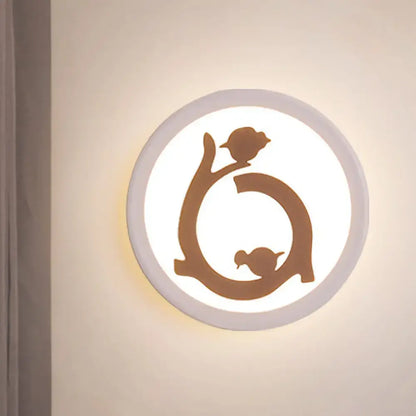 White LED Acrylic Wall Sconce with Bird Silhouette - Nordic Style
