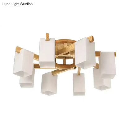 Nordic Wood and Cream Glass Ceiling Lamp