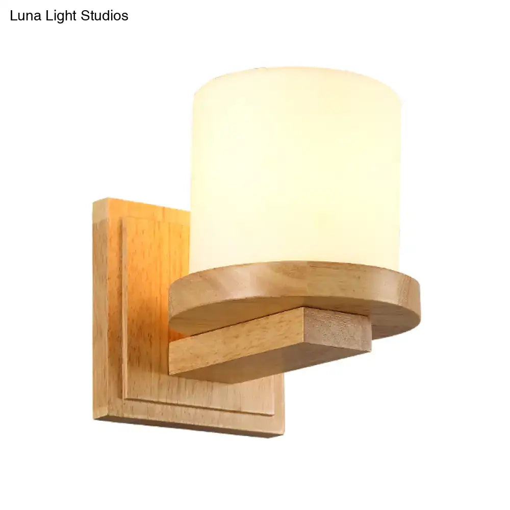 Wood Opal Wall Sconce by Decorbites with warm opal glass shade and natural wood backplate on Tampa Home & Garden Store