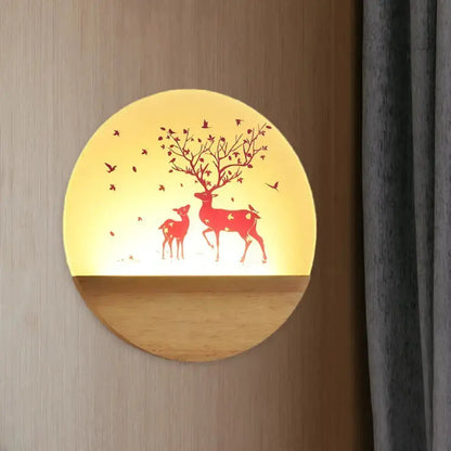 Nordic Wood Bird Acrylic Wall Lamp LED Bedroom