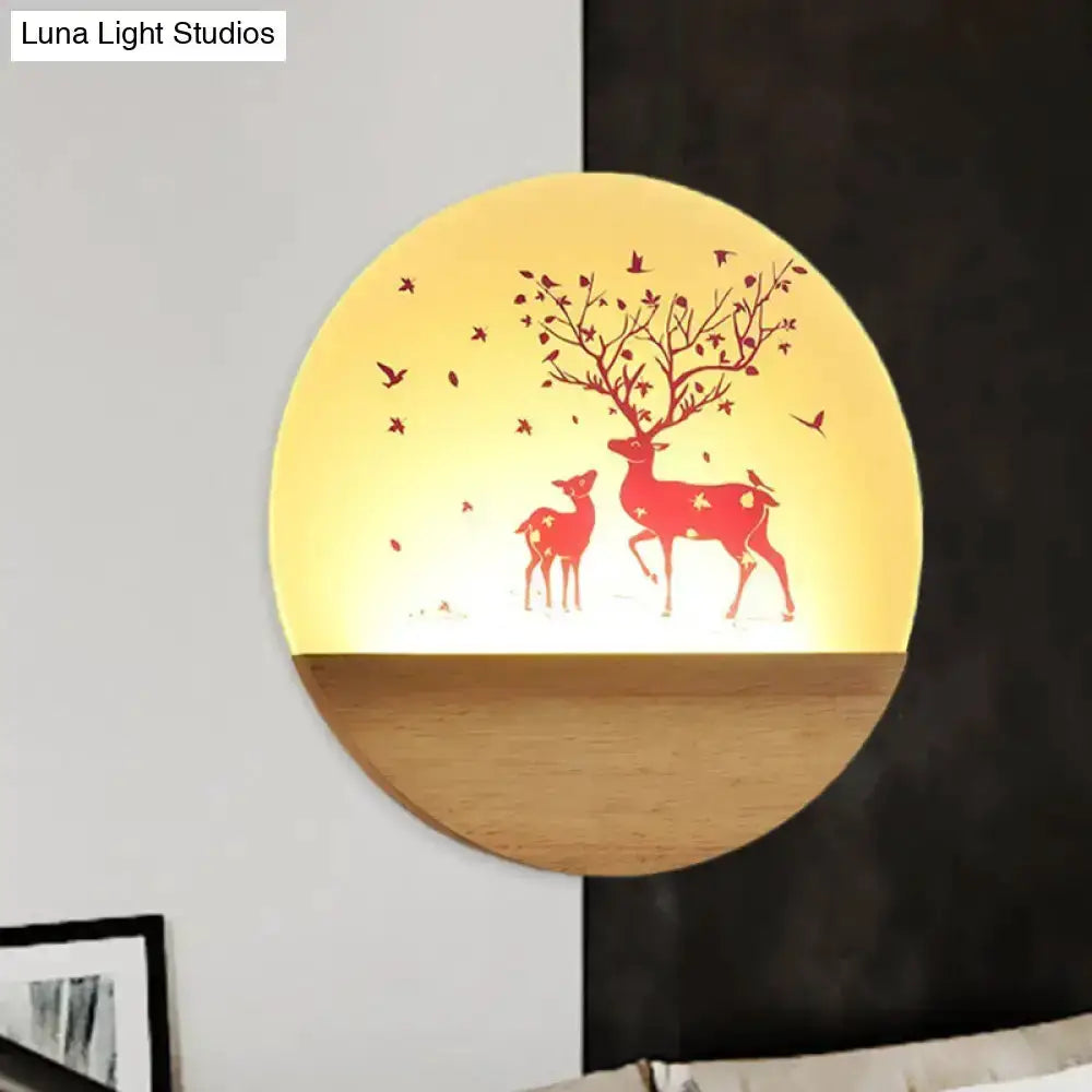 Nordic Wood Bird Acrylic Wall Lamp LED Bedroom