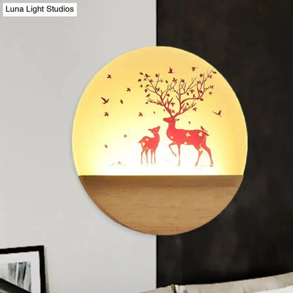 Nordic Wood Bird Acrylic Wall Lamp LED Bedroom