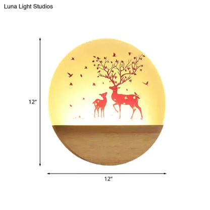 Nordic Wood Bird Acrylic Wall Lamp LED Bedroom