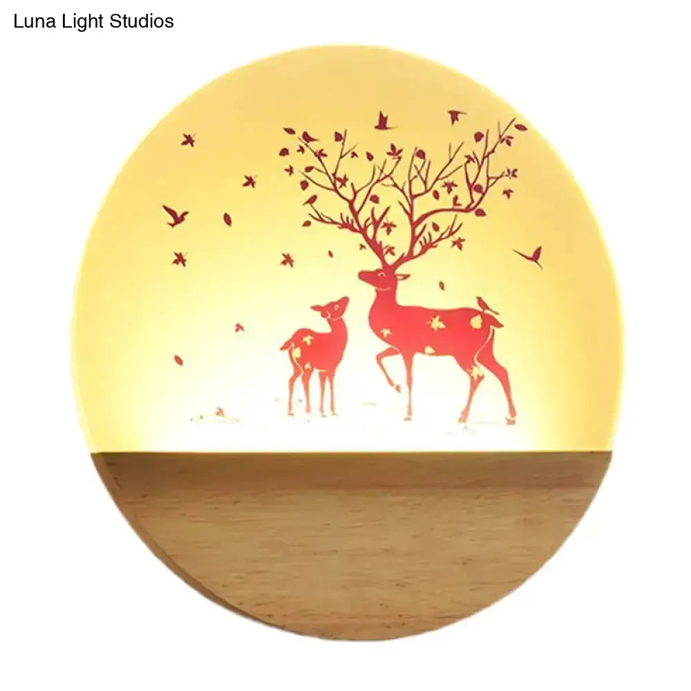 Nordic Wood Bird Acrylic Wall Lamp LED Bedroom