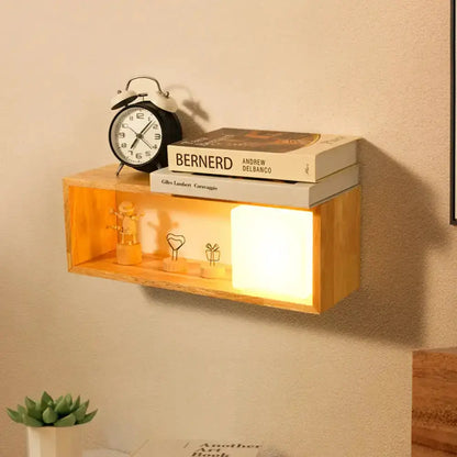 Nordic Wood Wall Lamp With Shelf For Bedroom