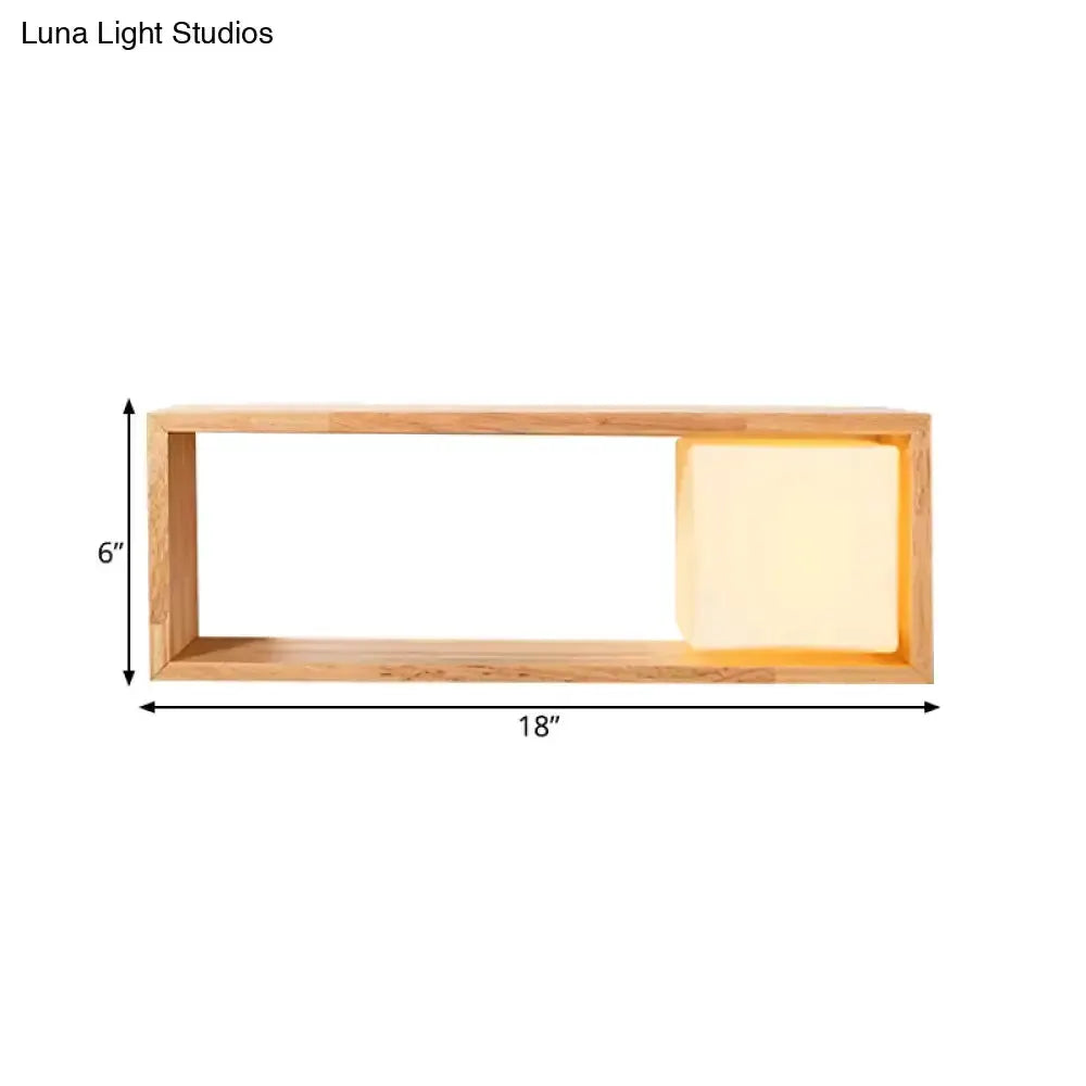 Nordic Wood Wall Lamp With Shelf For Bedroom