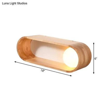 Nordic Wood Wall Lamp With Shelf For Bedroom