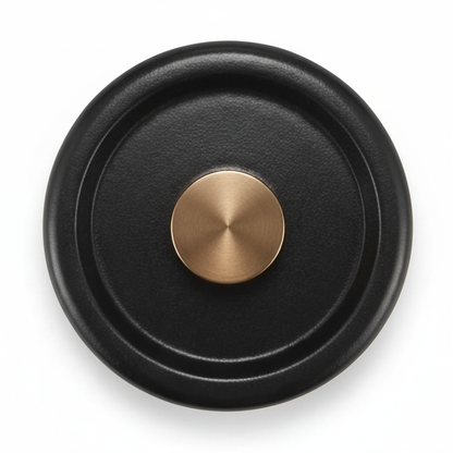 Enameled cast iron Dutch oven lid in black with copper knob, 2.5-Qt Alva Cookware on Tampa Home & Garden Store