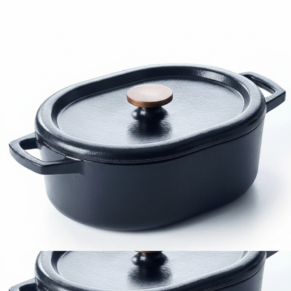 Enameled Cast Iron Oval Dutch Oven 6 Quart