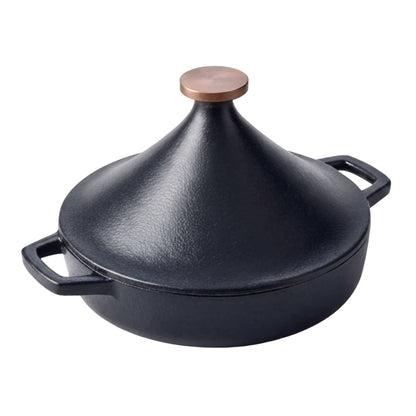 Enameled cast iron tagine 3-Qt by Alva Cookware with black body and copper knob on Tampa Home & Garden Store