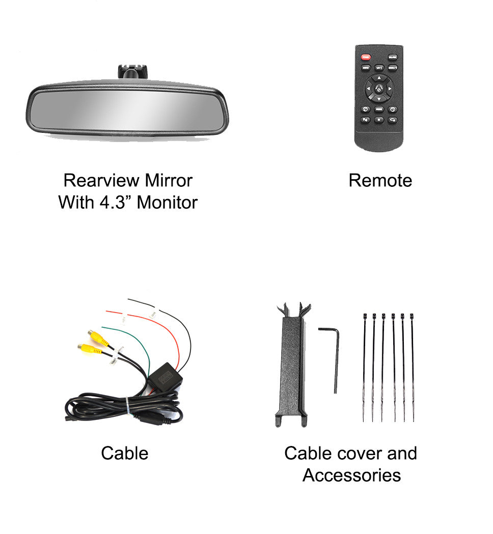 Master Tailgaters rear view mirror with 4.3-inch LCD monitor remote cable accessories (4 items) on Tampa Home & Garden Store