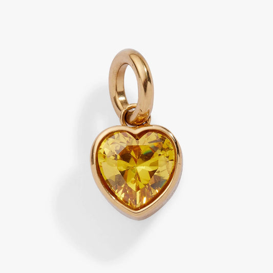 Charm November Balance Heart Birthstone pendant with gold-tone heart and yellow faceted gem on Tampa Home & Garden Store