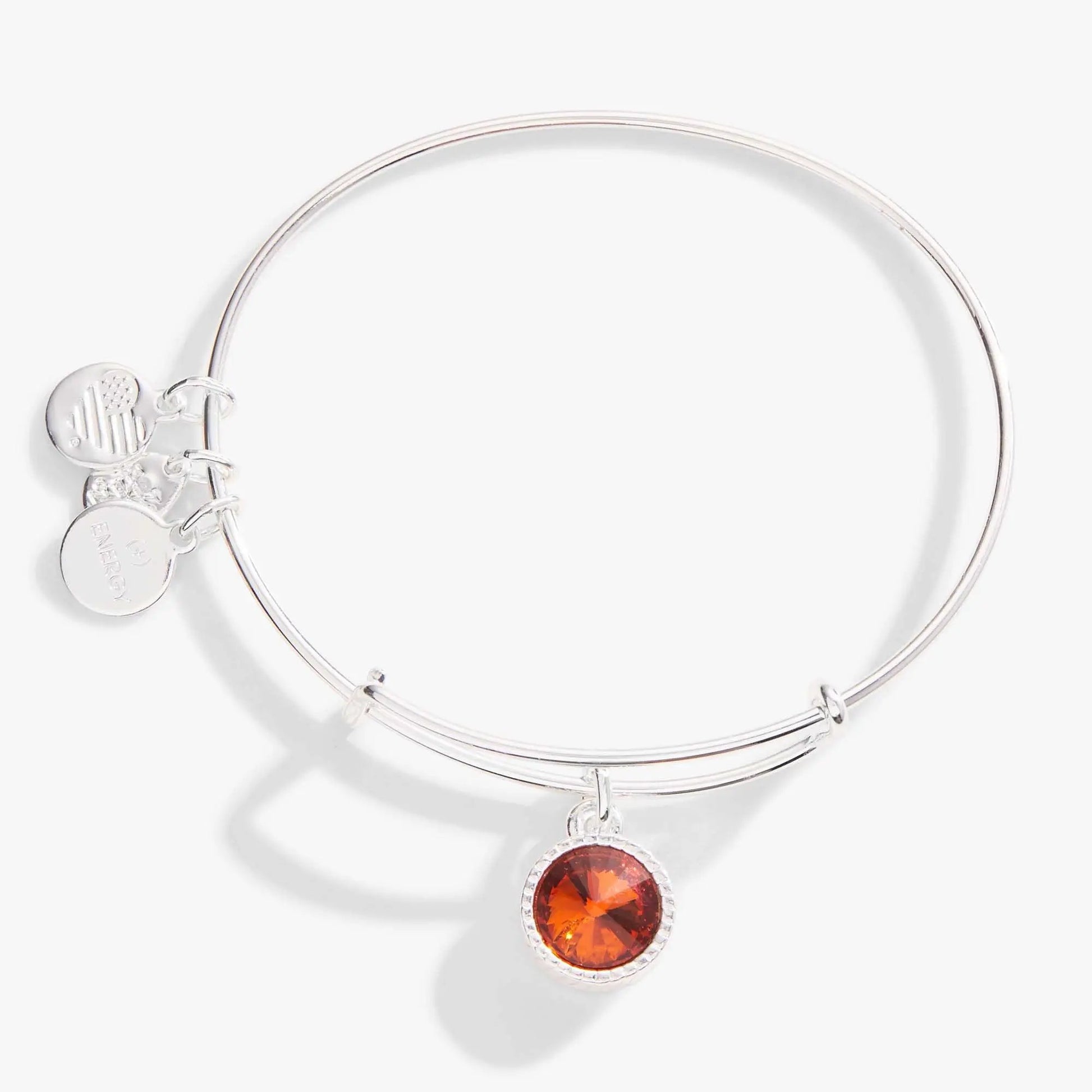 November Birthstone Topaz charm bangle bracelet by Alex and Ani with silver-tone finish on Tampa Home & Garden Store
