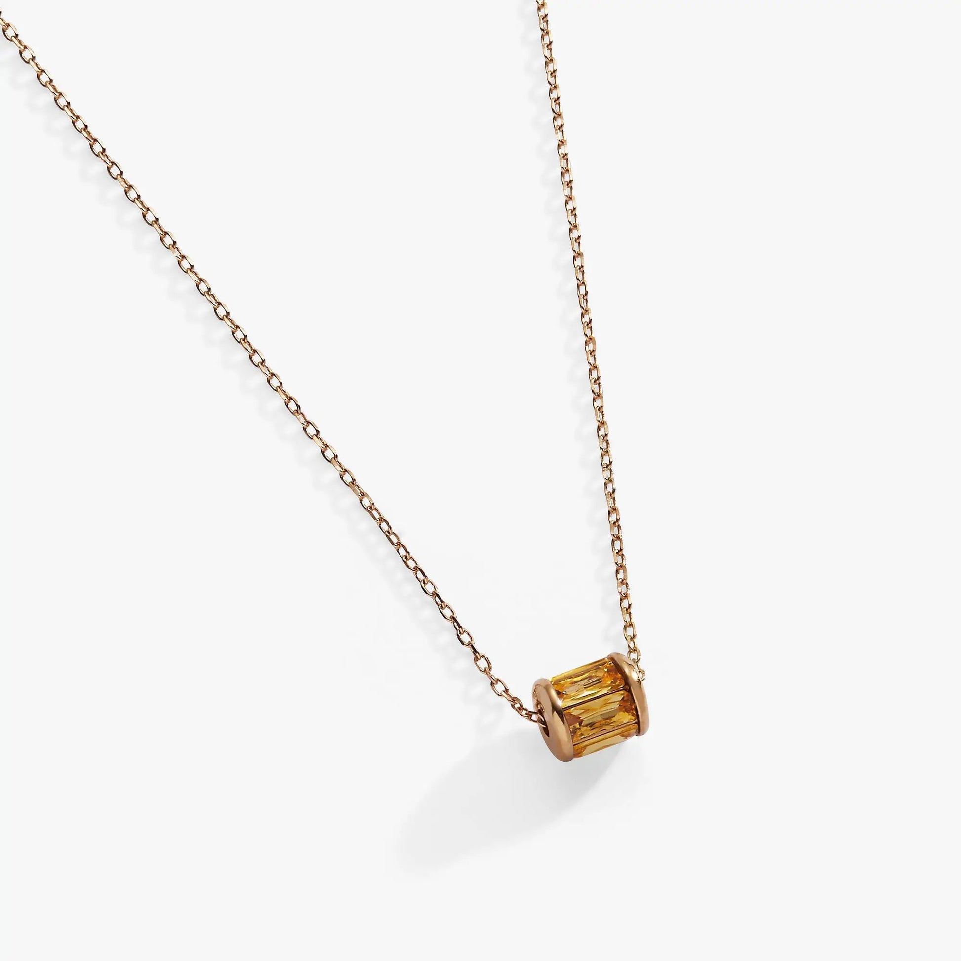 November birthstone pendant necklace with gold-tone chain and citrine baguette pendant on Tampa Home & Garden Store