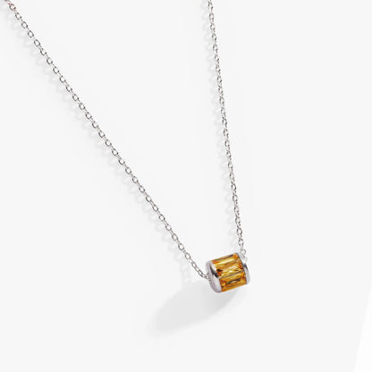 November birthstone citrine pendant necklace with dual rectangular stones on a silver chain on Tampa Home & Garden Store