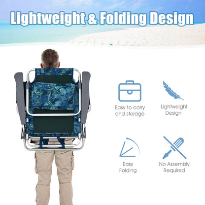 GemGear 2-piece folding backpack beach chair with blue tropical floral fabric on Tampa Home & Garden Store