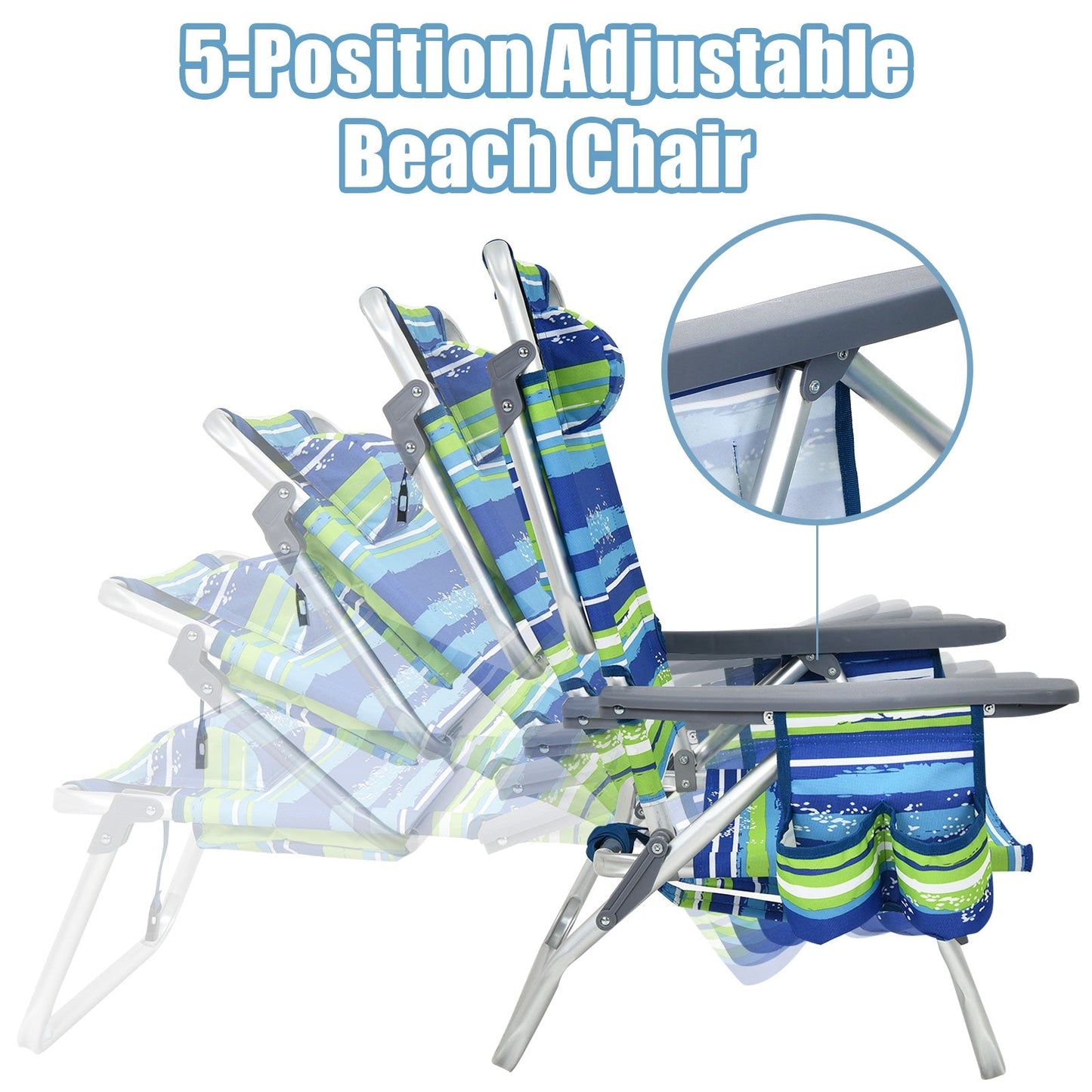 Two folding backpack beach chairs with pink pillows by GemGear on Tampa Home & Garden Store