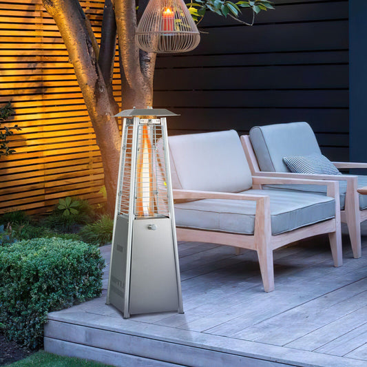 Calentador de patio de mesa portátil de acero inoxidable de 10000 BTU con tubo de vidrio