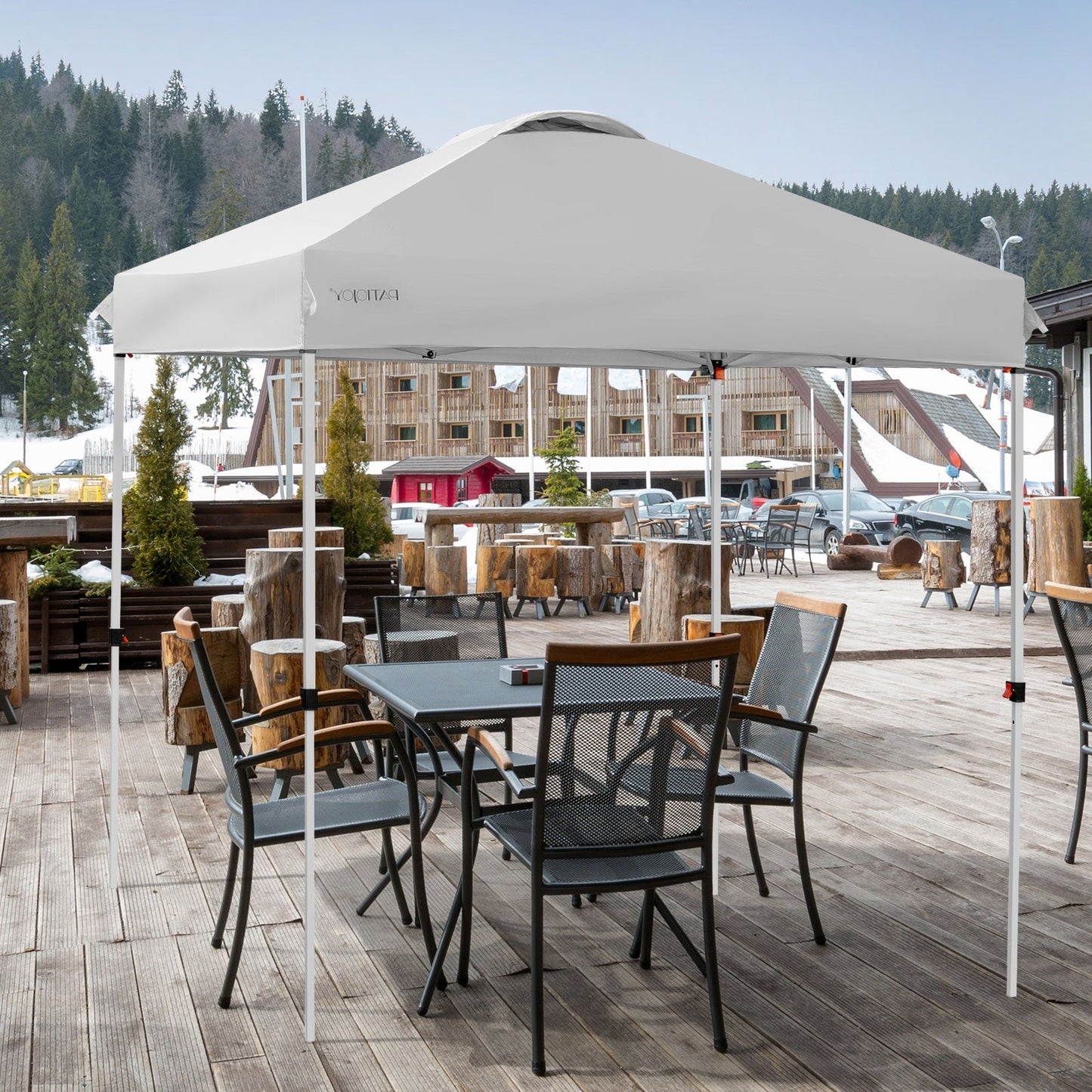GemGear 6.6 x 6.6 ft outdoor pop-up canopy white aluminum frame on Tampa Home & Garden Store