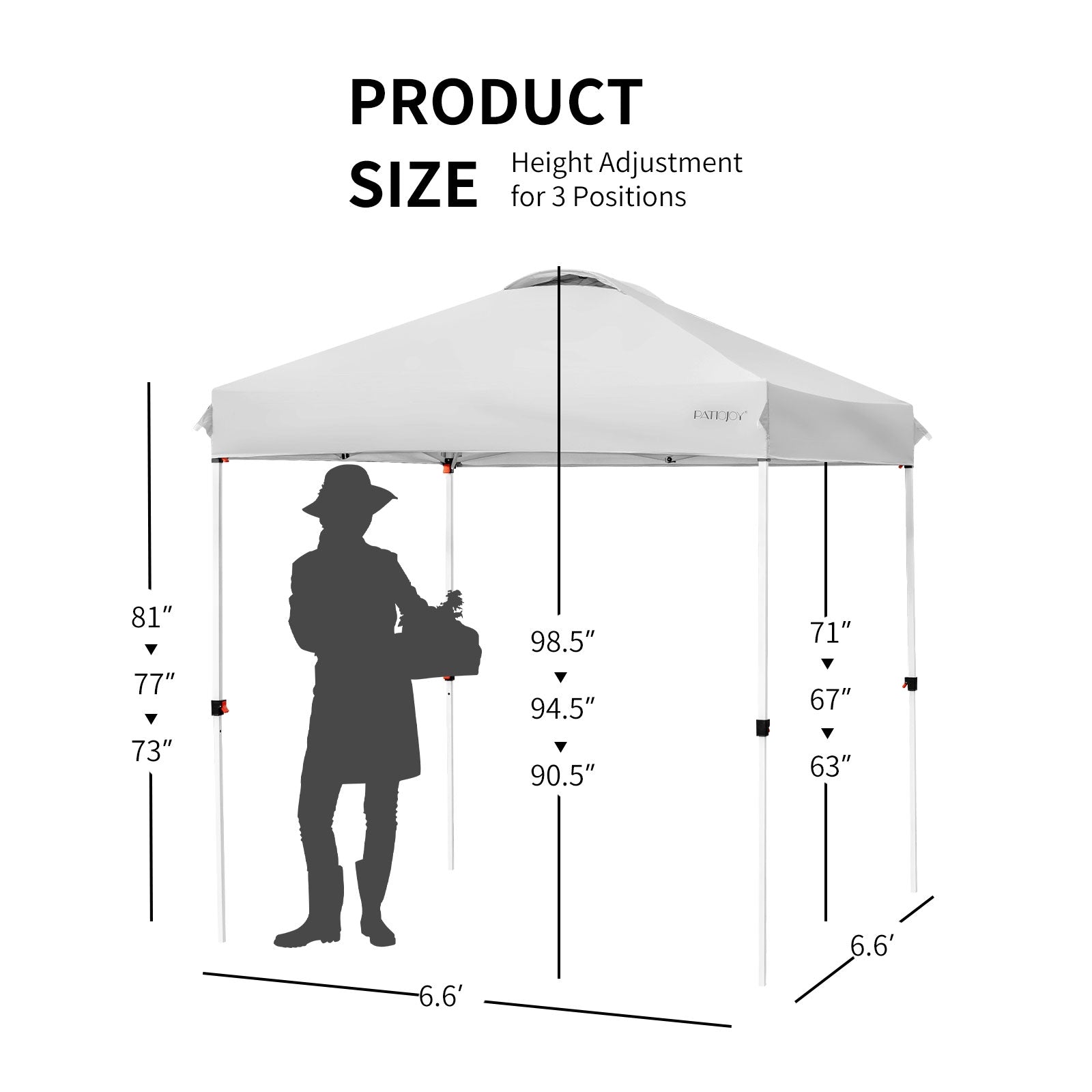 GemGear 6.6 x 6.6 ft outdoor pop-up canopy tent, white canopy on Tampa Home & Garden Store