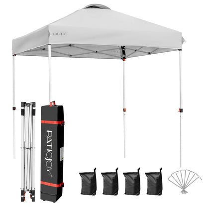GemGear 6.6x6.6 ft outdoor pop-up canopy, white top and frame, includes carry bag and stakes on Tampa Home & Garden Store