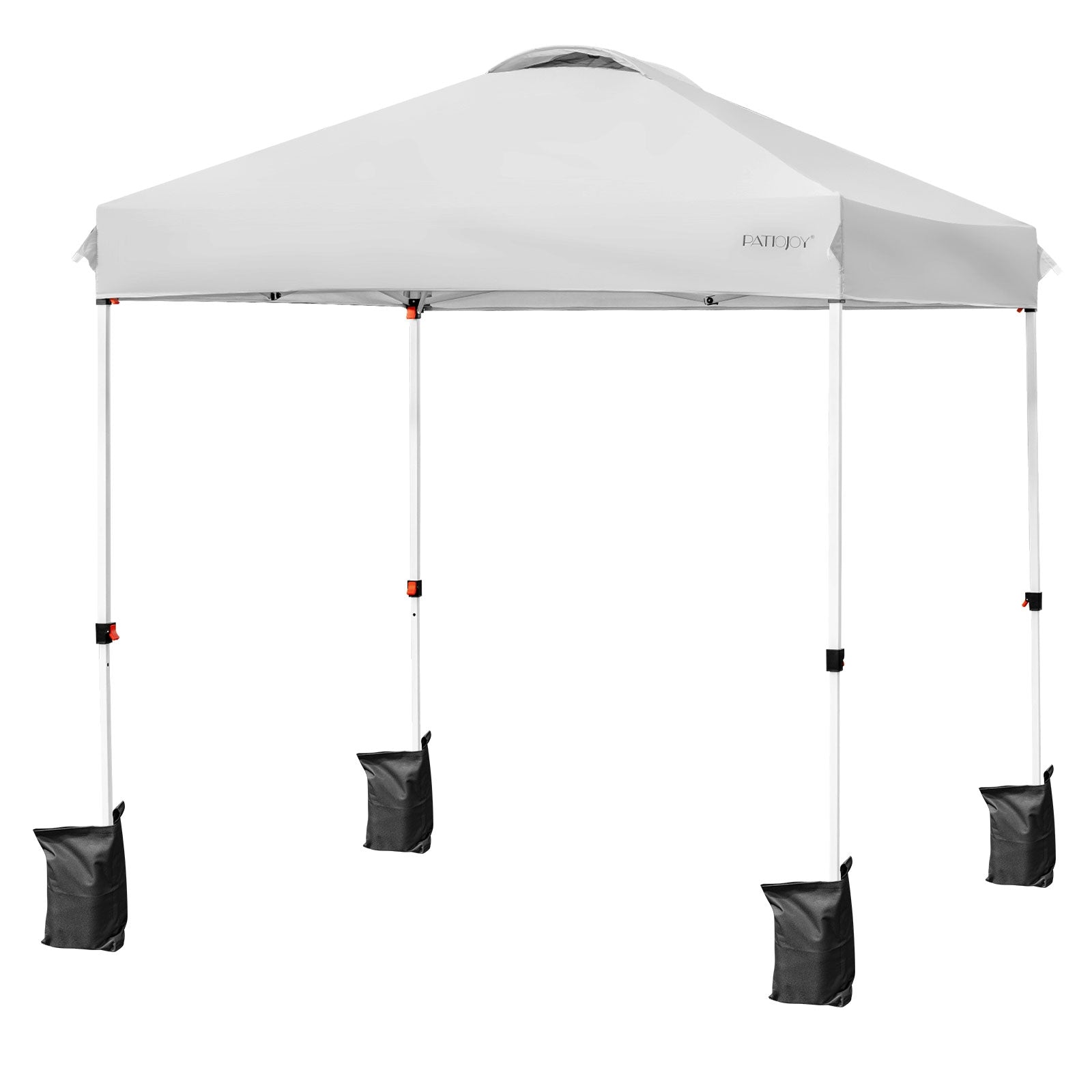 PatioJoy 6.6x6.6 ft outdoor pop-up canopy with gray sides, metal legs, weighted bags on Tampa Home & Garden Store