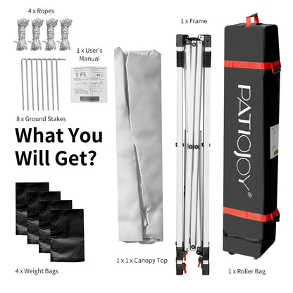 GemGear 6.6 x 6.6 ft pop canopy kit with frame, canopy top, 4 weight bags, 8 stakes, manual on Tampa Home & Garden Store