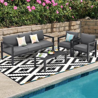 Juego de muebles de exterior de 4 piezas para patio trasero y piscina - Gris