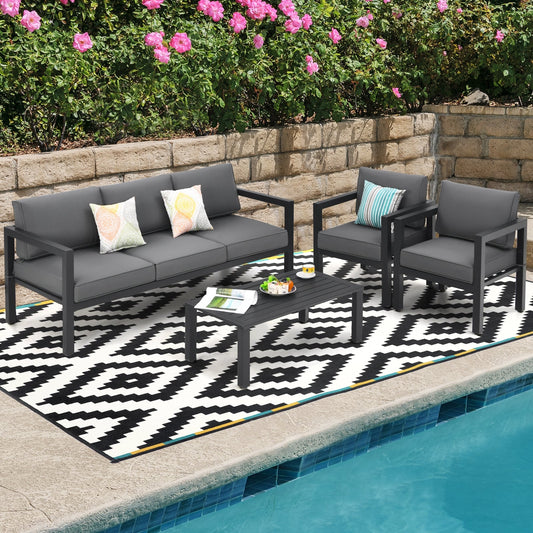 4 Pieces Outdoor Furniture Set for Backyard and Poolside-Gray - Tampa Home & Garden Store